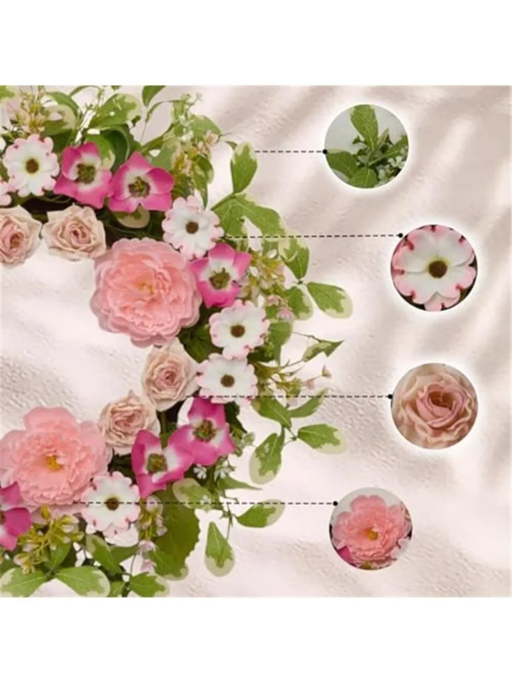Artificial Peony & Rose Floral Spring Wreath, 24-Inch